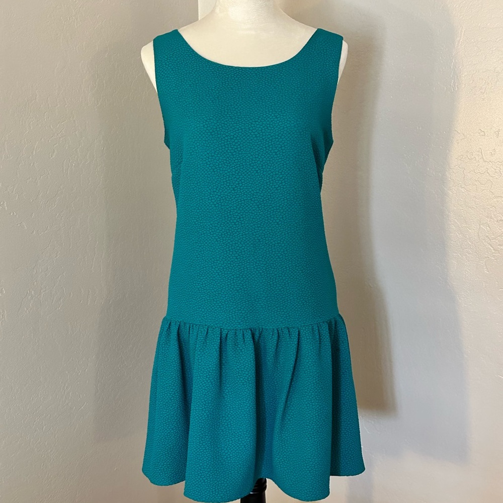 MAEVE Anthropologie drop waist teal sleeveless dress